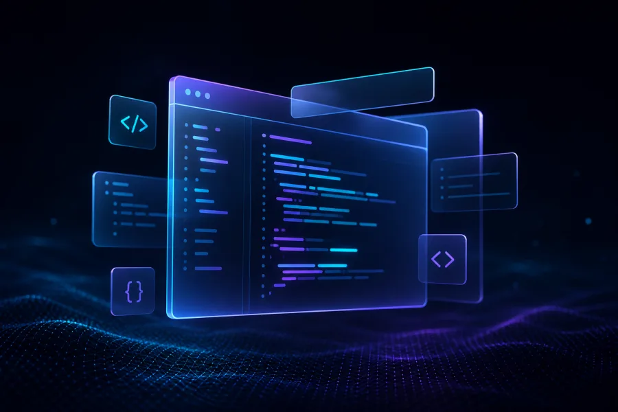 Ilustración abstracta de desarrollo de software a medida